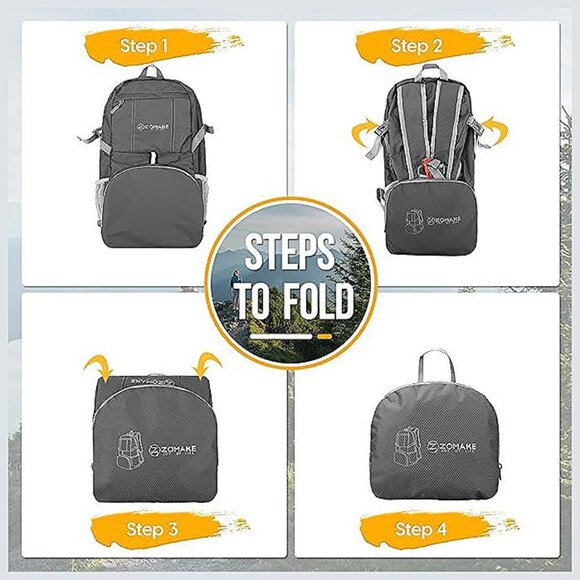 Lightweight Packable Backpack 35L - Light Foldable Backpacks Dimgray - Picture 5 of 7